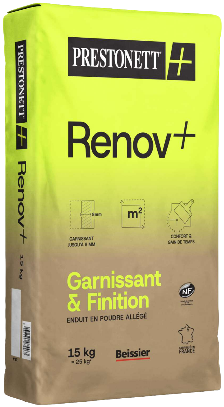 Sac PRESTONETT+ Renov+ 15 kg — garnissant et finition, enduit en poudre allégé